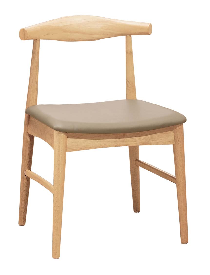 溫柏本色淺咖啡皮餐椅